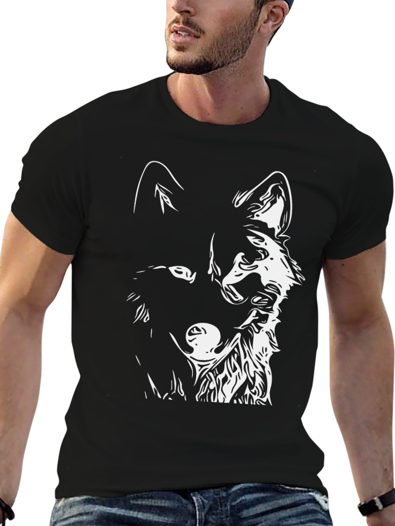 Black Wolf Graphic Tee - Mens Casual Fashion