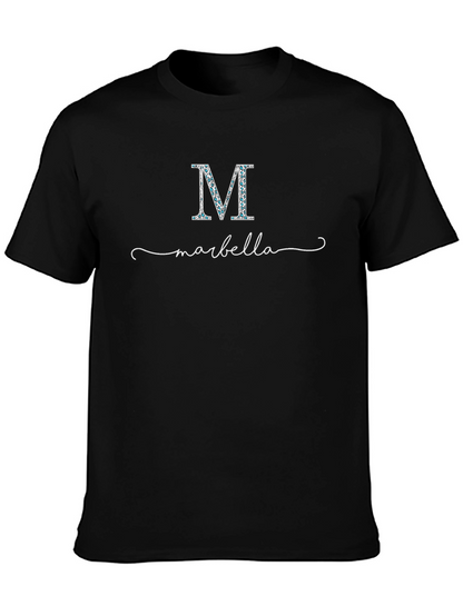 Marbella Initial M Floral Lettering T-Shirt