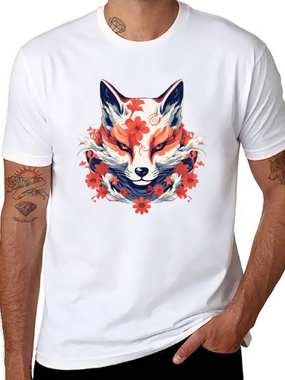 Floral Fox Graphic Tee - Artistic Style