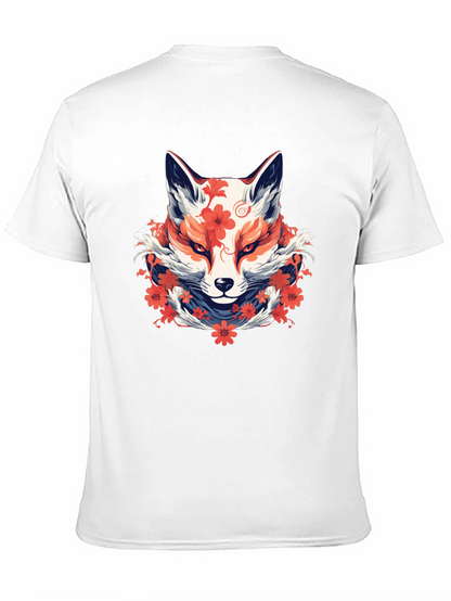 Floral Fox Graphic Tee - Artistic Style