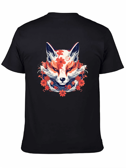 Floral Fox Graphic Tee - Artistic Style