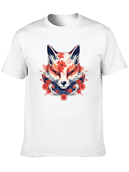 Floral Fox Graphic Tee - Artistic Style