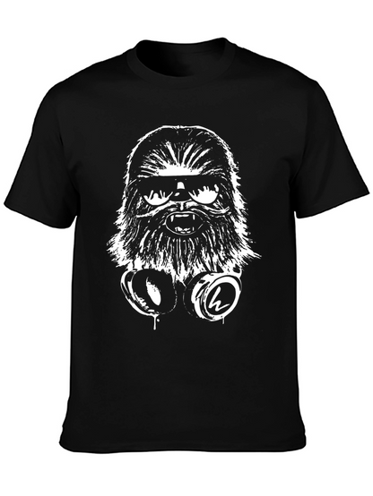 Cool Chewbacca DJ Graphic Tee - Black Cotton T-Shirt