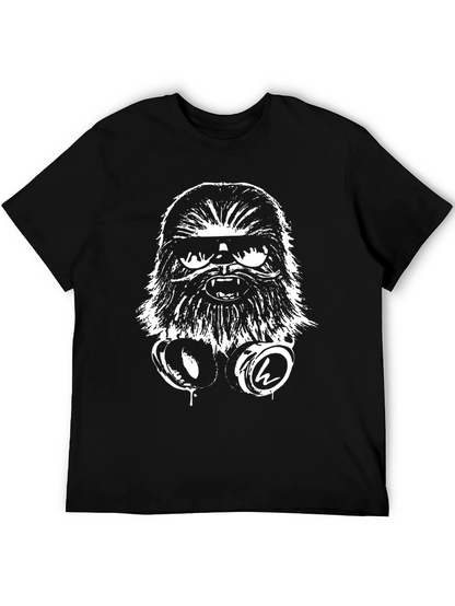 Cool Chewbacca DJ Graphic Tee - Black Cotton T-Shirt