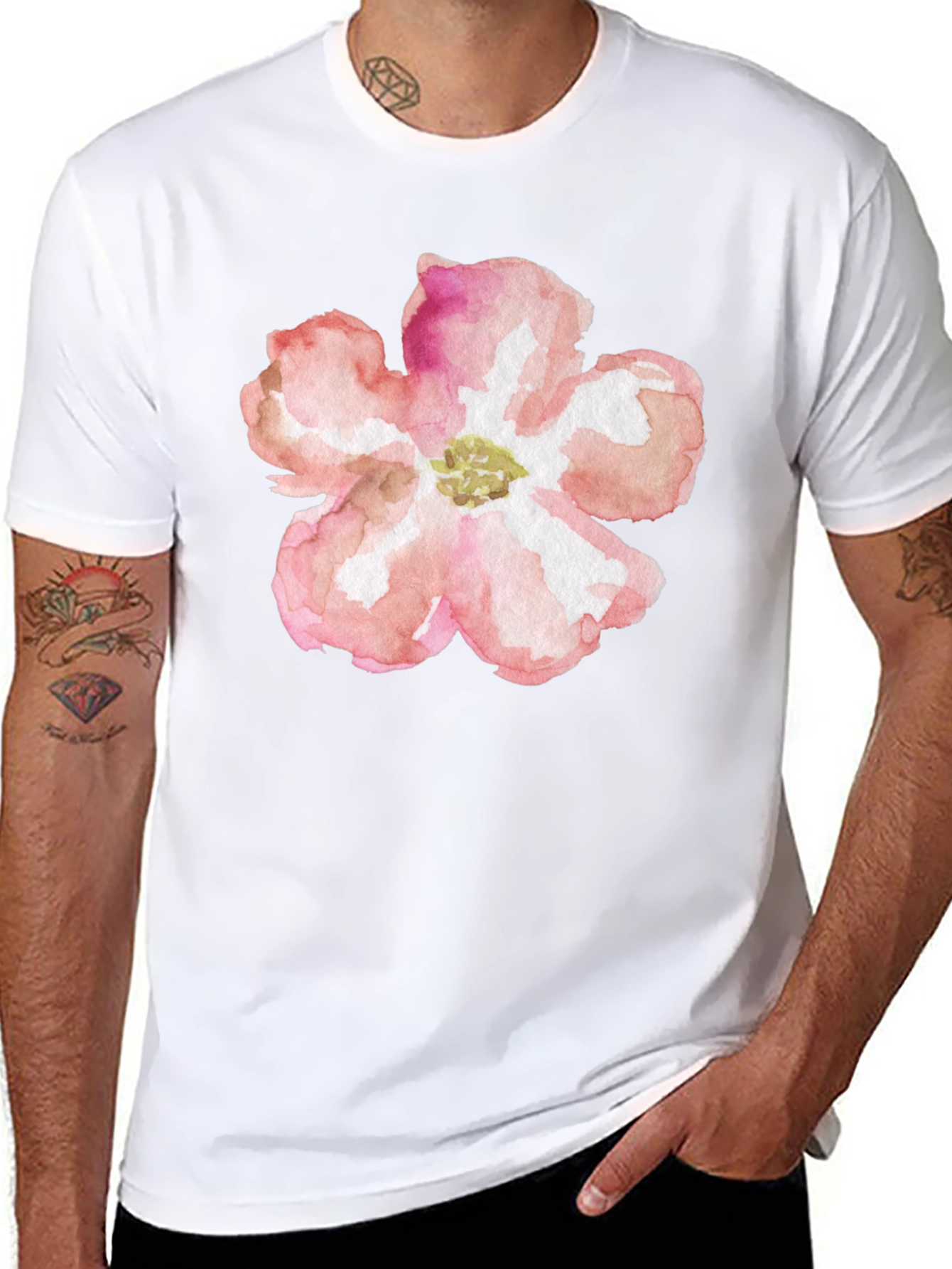 Floral Graphic Tee - Black Cotton T-Shirt