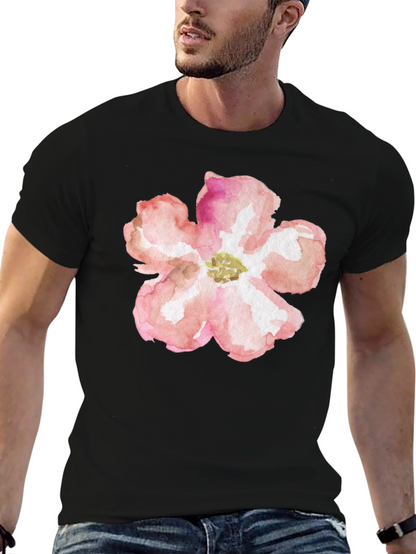 Floral Graphic Tee - Black Cotton T-Shirt