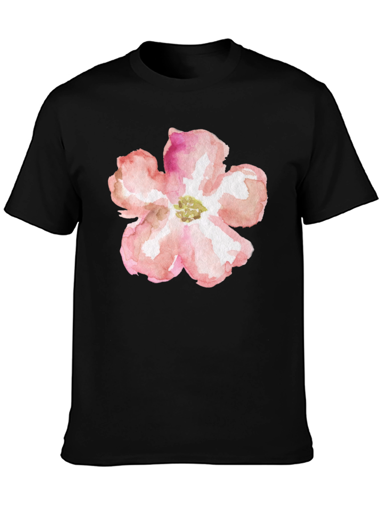 Floral Graphic Tee - Black Cotton T-Shirt