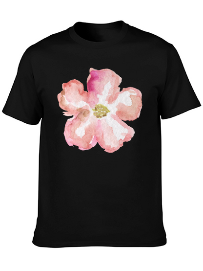 Floral Graphic Tee - Black Cotton T-Shirt