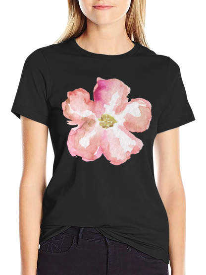 Floral Graphic Tee - Black Cotton T-Shirt
