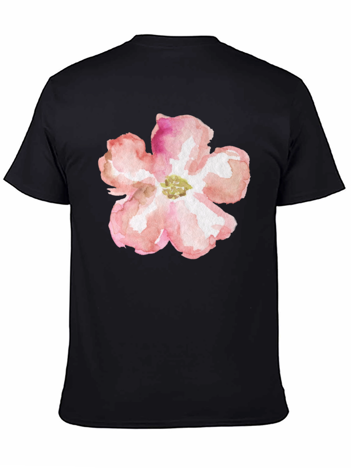 Floral Graphic Tee - Black Cotton T-Shirt