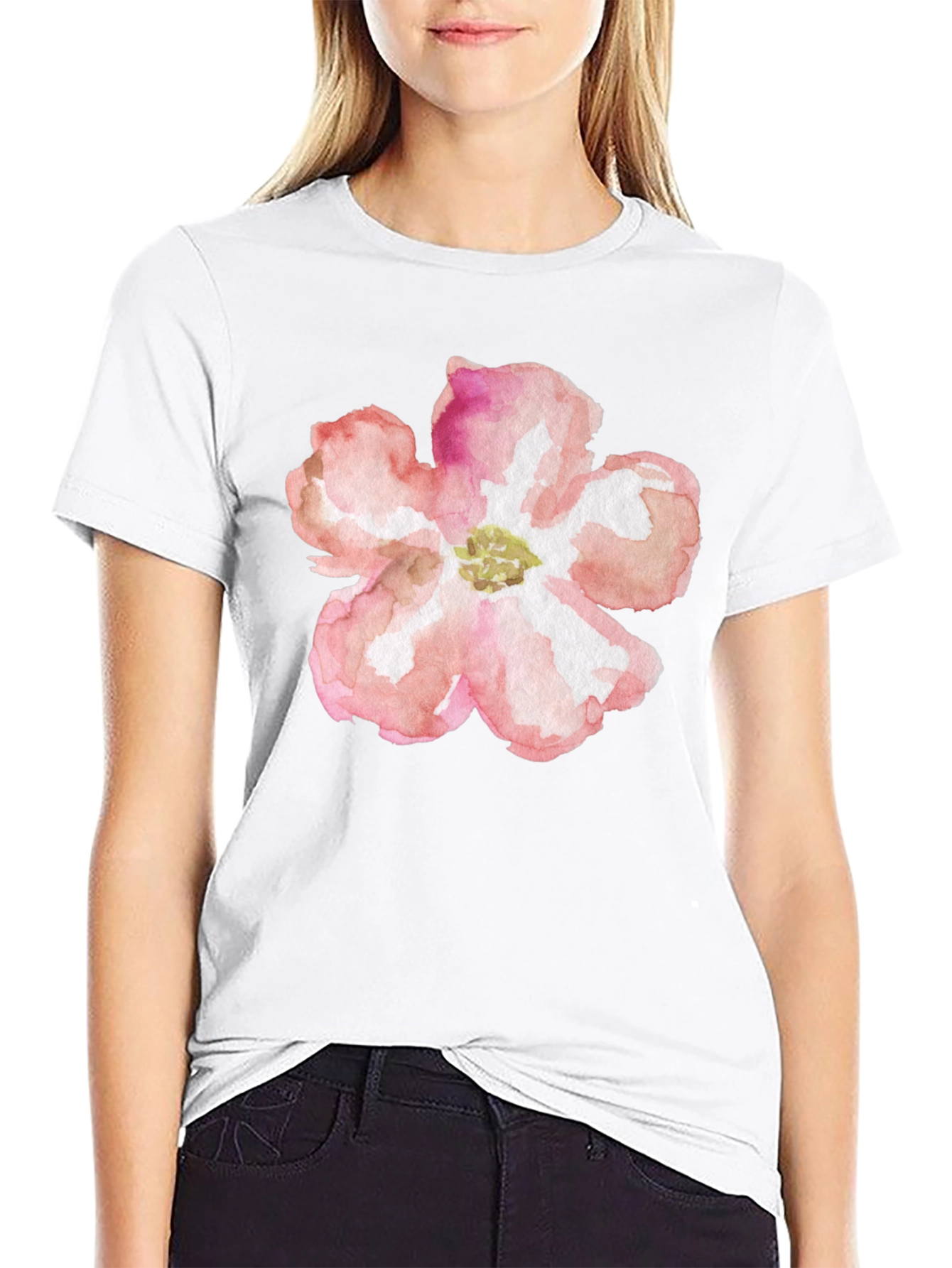 Floral Graphic Tee - Black Cotton T-Shirt