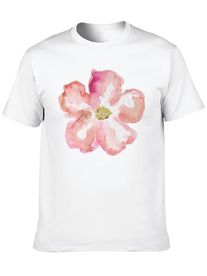 Floral Graphic Tee - Black Cotton T-Shirt