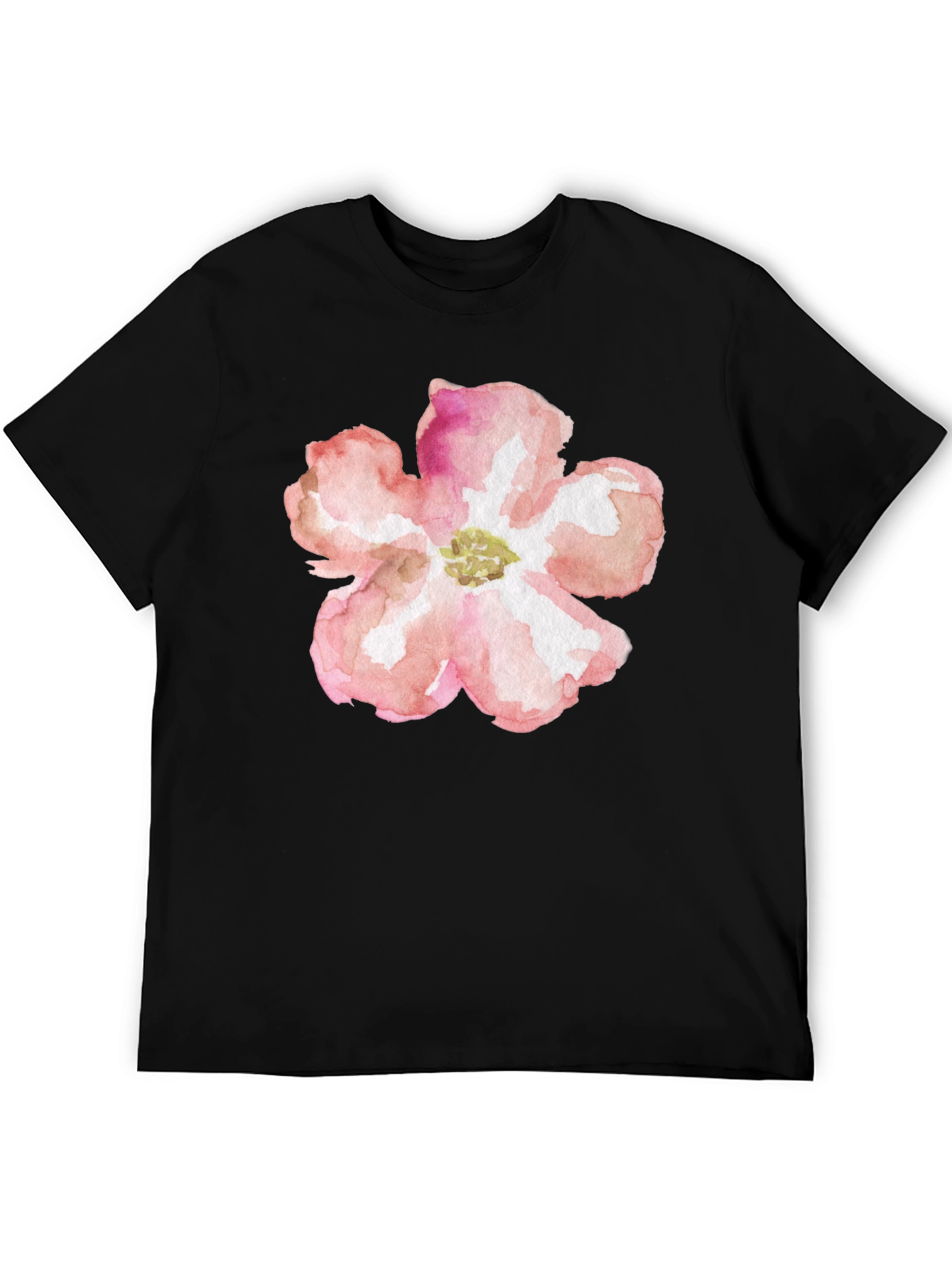 Floral Graphic Tee - Black Cotton T-Shirt