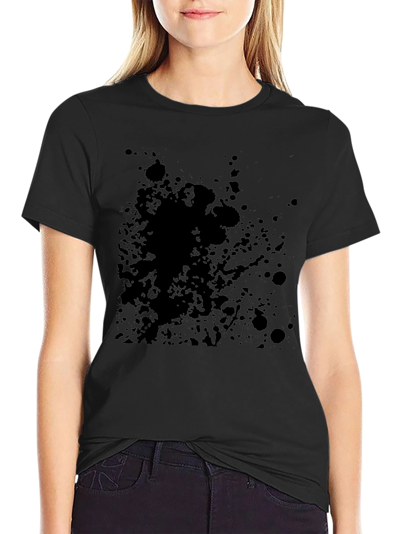 Mens Black Splatter Print T-Shirt