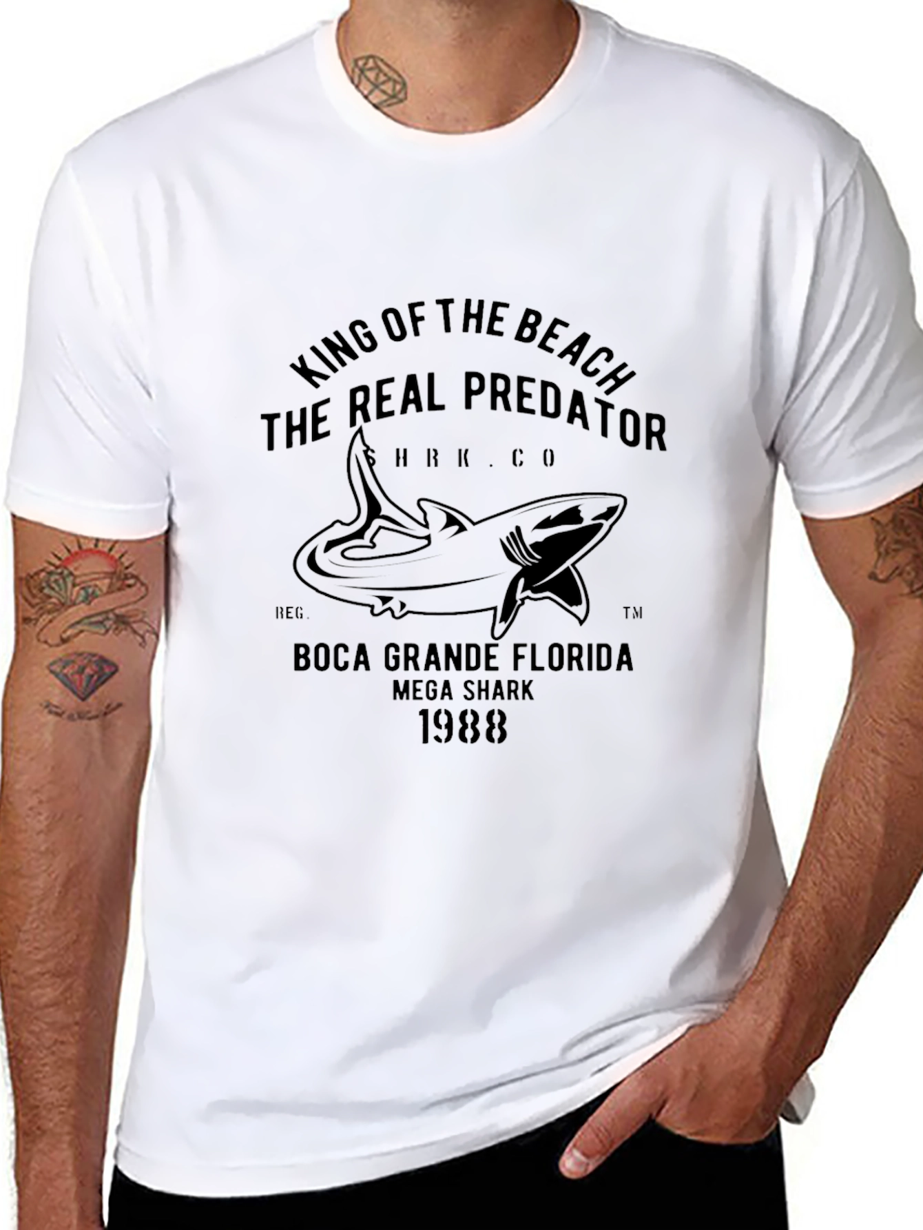 King of the Beach Shark Graphic Tee - Black