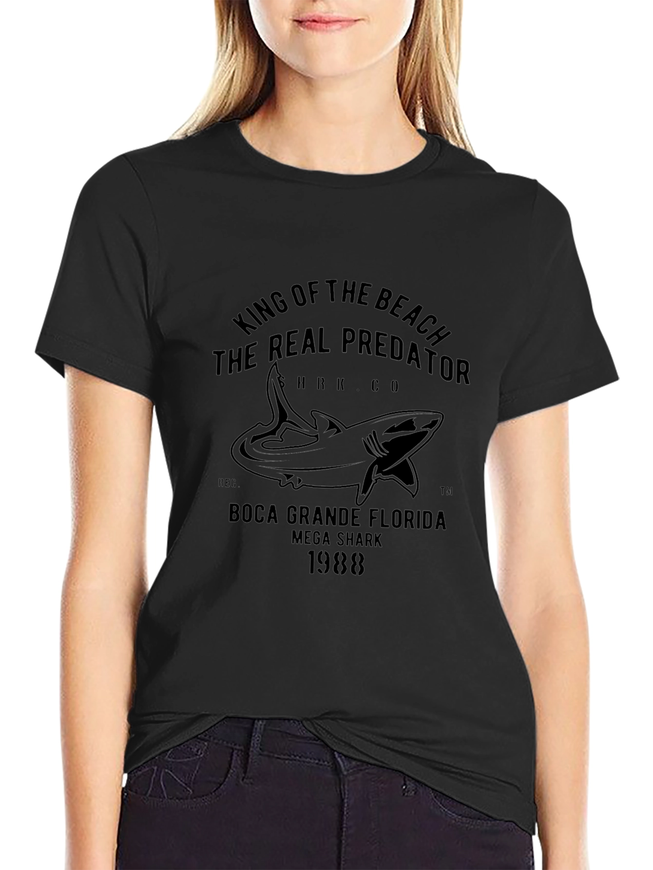 King of the Beach Shark Graphic Tee - Black