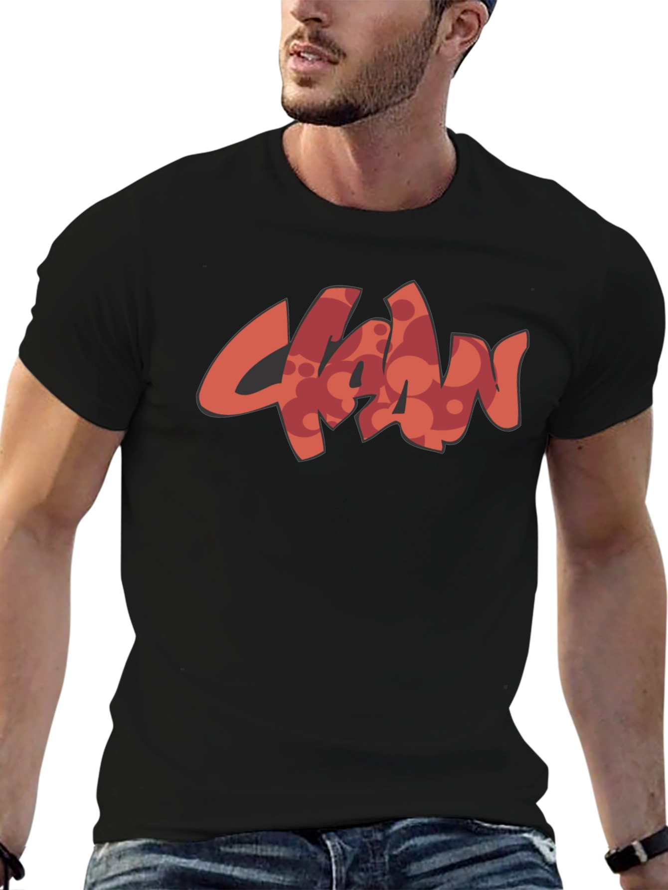 Stylish Black T-Shirt with Unique Graphic Design