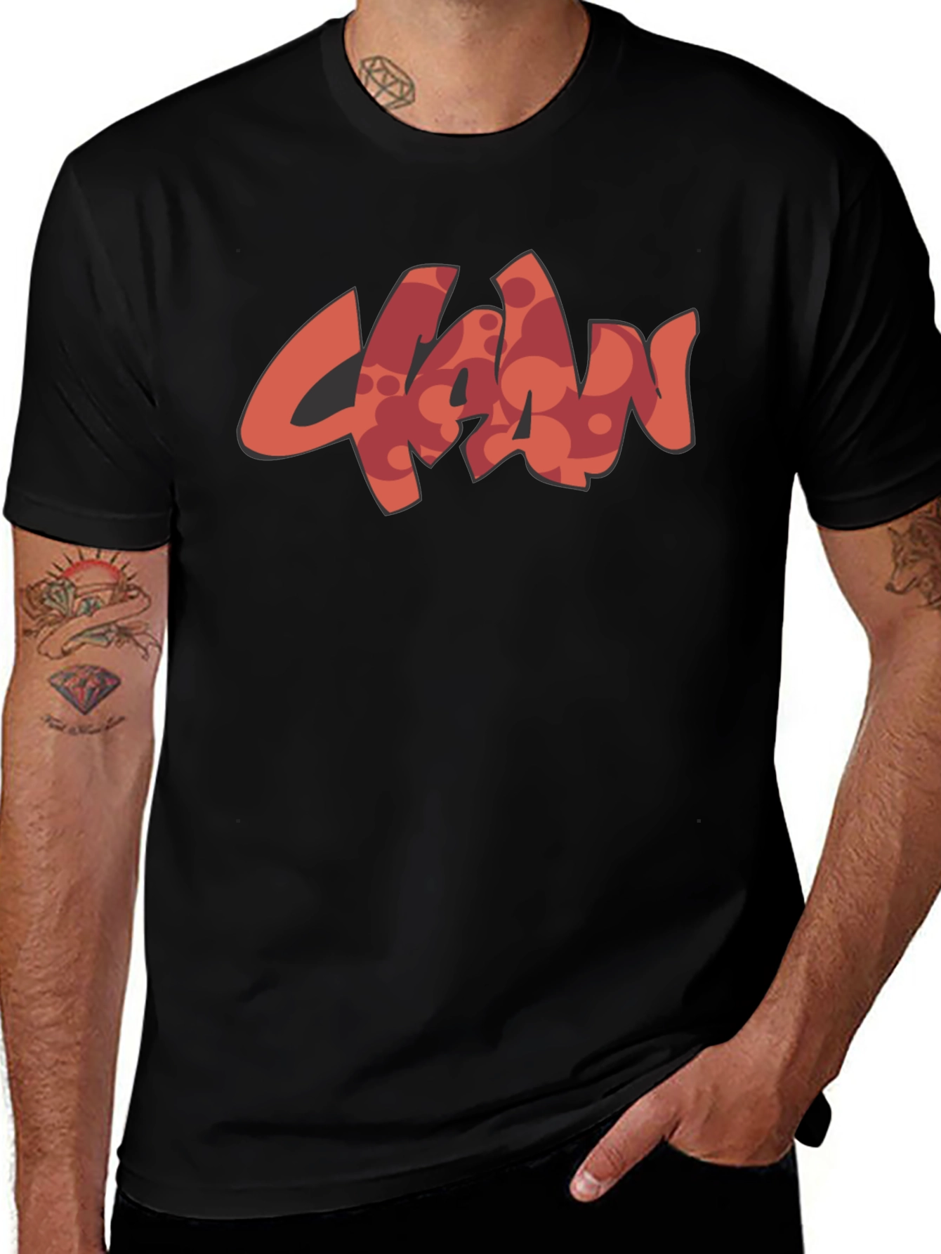 Stylish Black T-Shirt with Unique Graphic Design