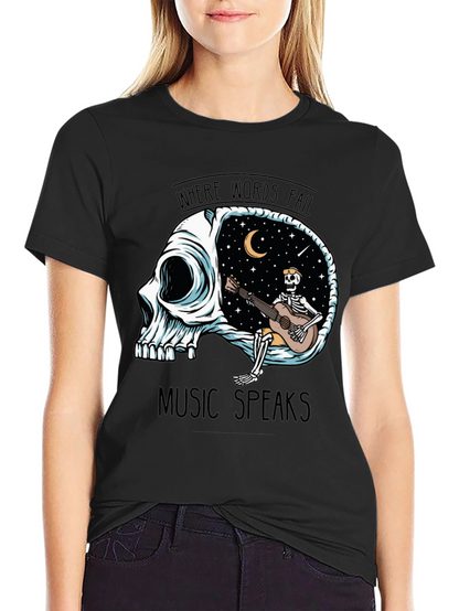 Skull Guitar Skeleton Graphic Tee - Music Speaks