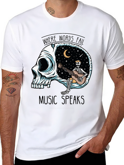Skull Guitar Skeleton Graphic Tee - Music Speaks