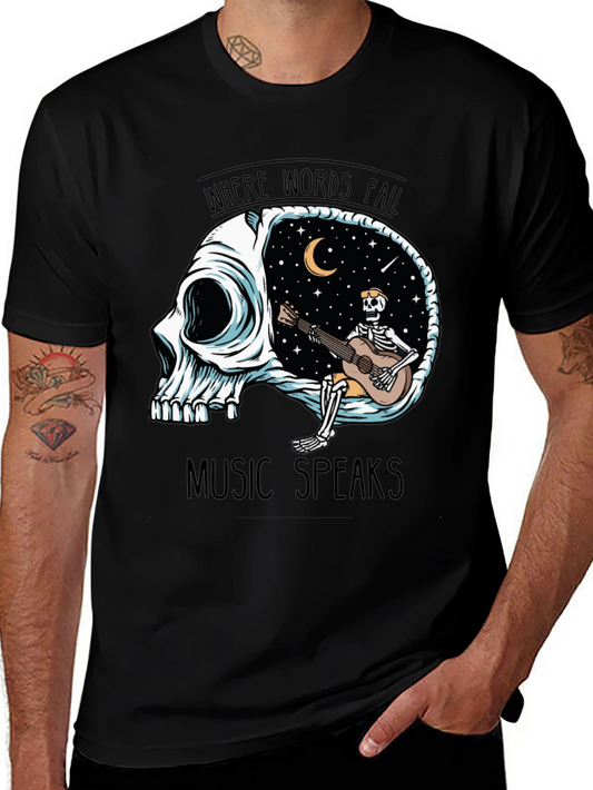 Skull Guitar Skeleton Graphic Tee - Music Speaks