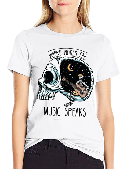 Skull Guitar Skeleton Graphic Tee - Music Speaks
