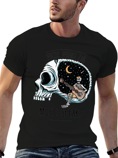 Skull Guitar Skeleton Graphic Tee - Music Speaks