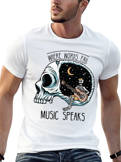 Skull Guitar Skeleton Graphic Tee - Music Speaks