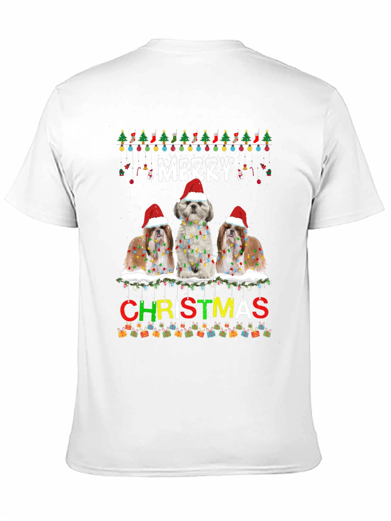 Merry Christmas Shih Tzu Dog T-Shirt