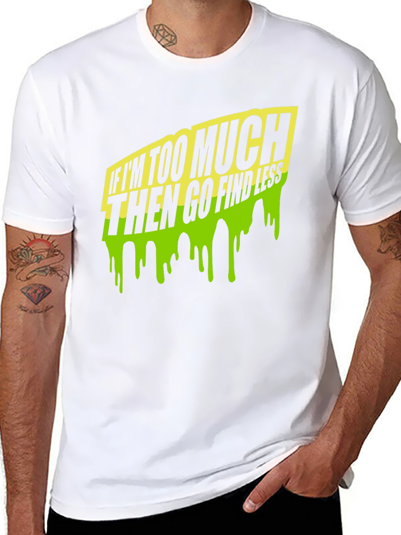 Too Much Go Find Less Mens Black T-Shirt