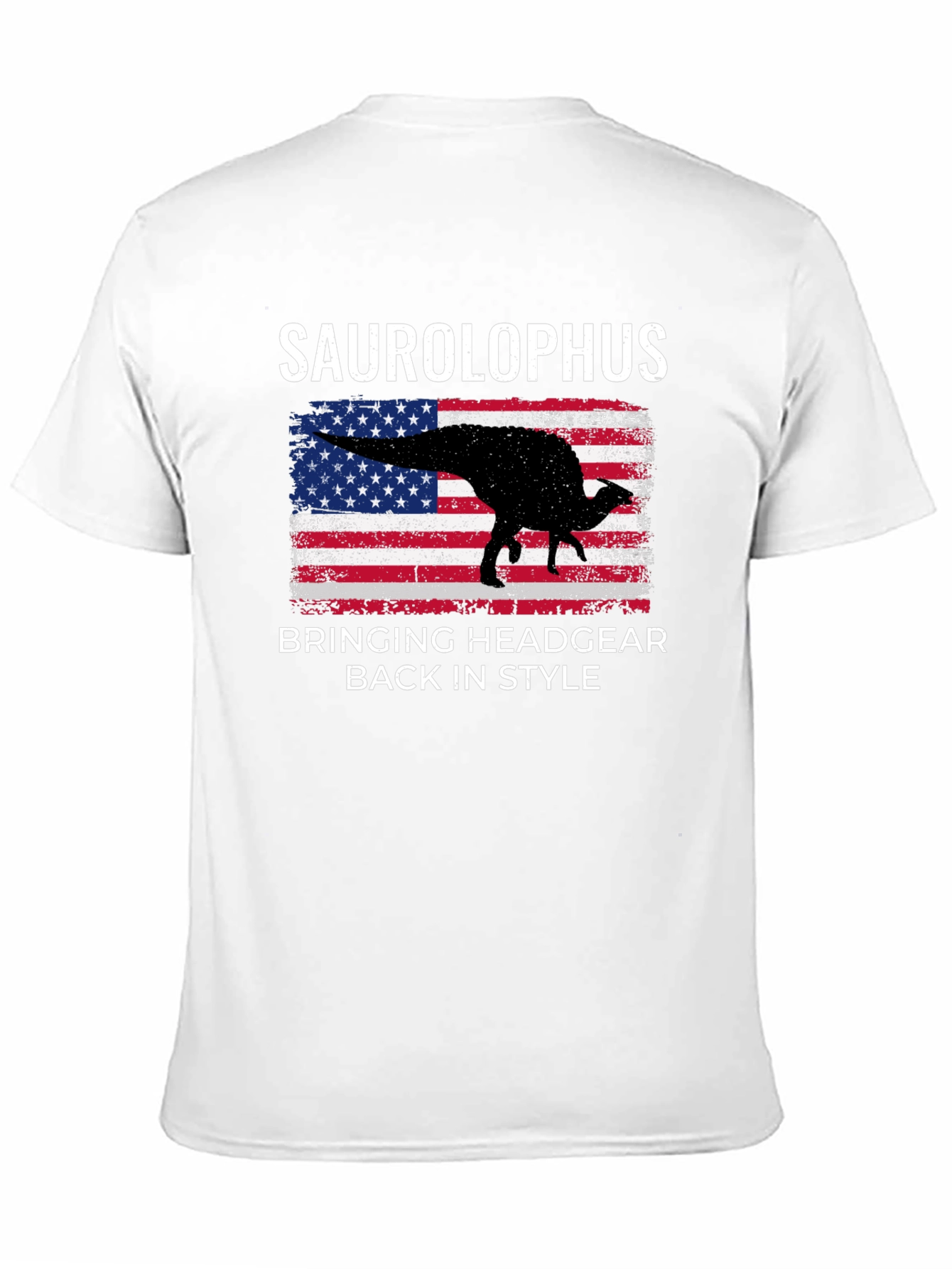 Saurolophus Dinosaur American Flag T-Shirt