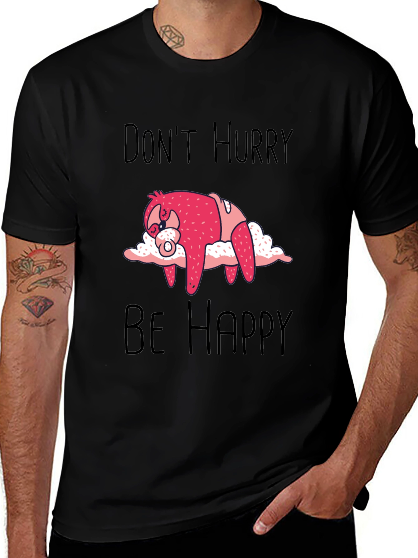 Dont Hurry Be Happy Sloth Graphic Tee