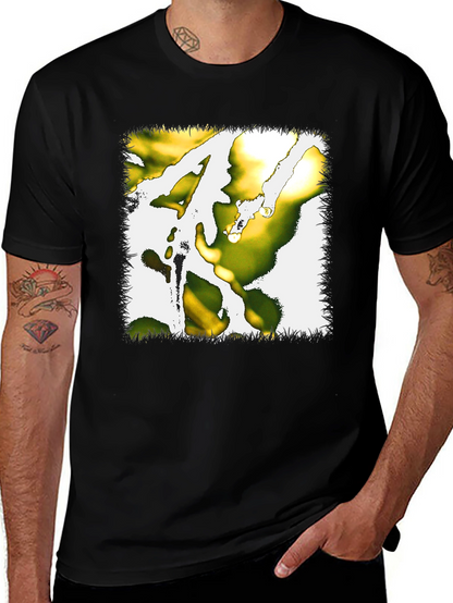 Abstract Graphic Print Tee - Black