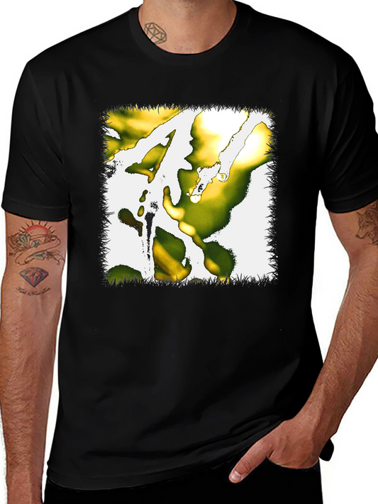 Abstract Graphic Print Tee - Black