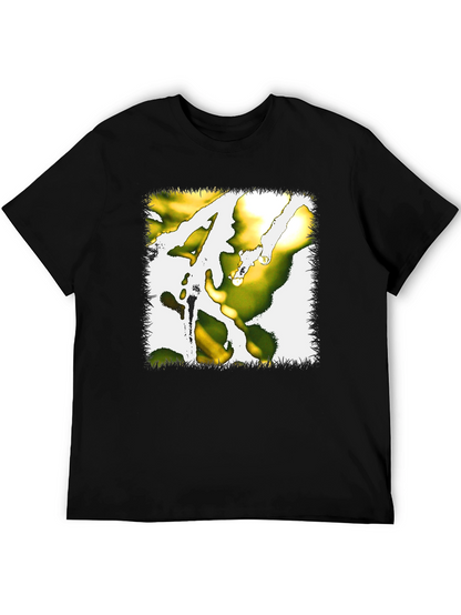 Abstract Graphic Print Tee - Black