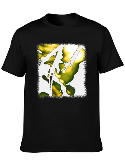 Abstract Graphic Print Tee - Black