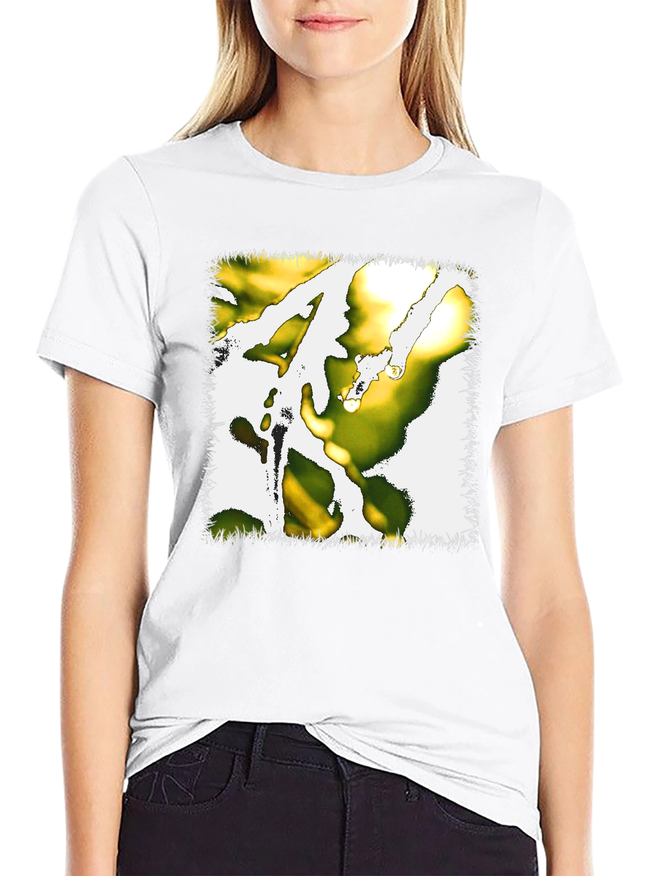 Abstract Graphic Print Tee - Black