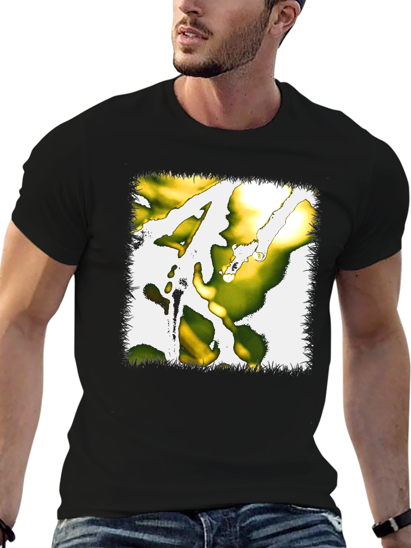 Abstract Graphic Print Tee - Black