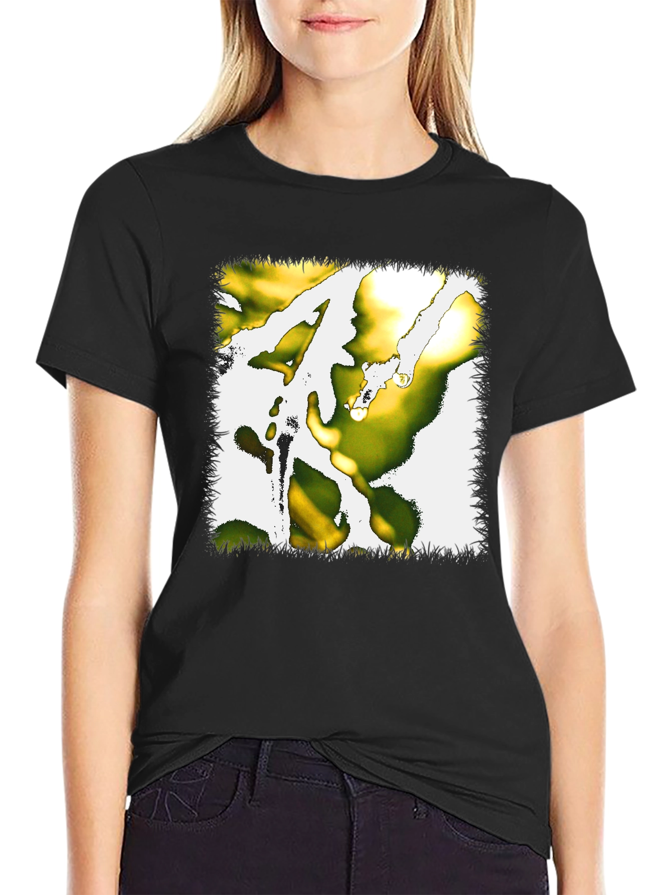Abstract Graphic Print Tee - Black