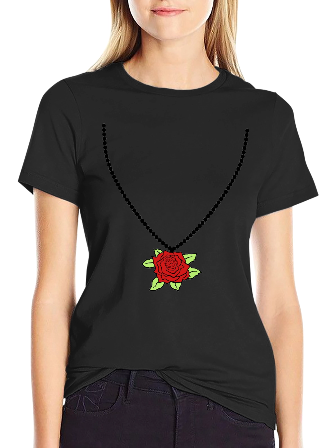 Rose Pendant T-Shirt - Stylish Graphic Tee