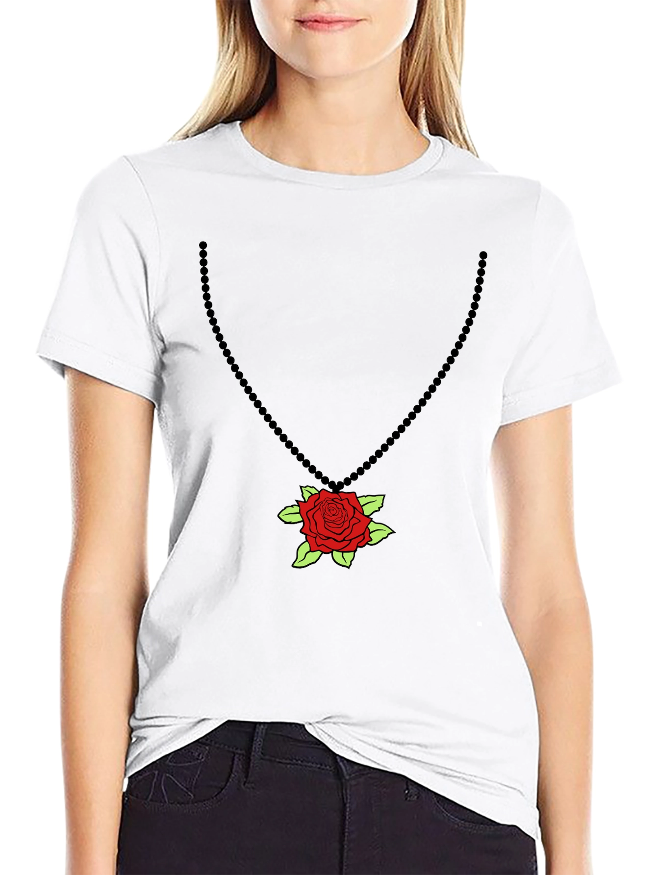 Rose Pendant T-Shirt - Stylish Graphic Tee