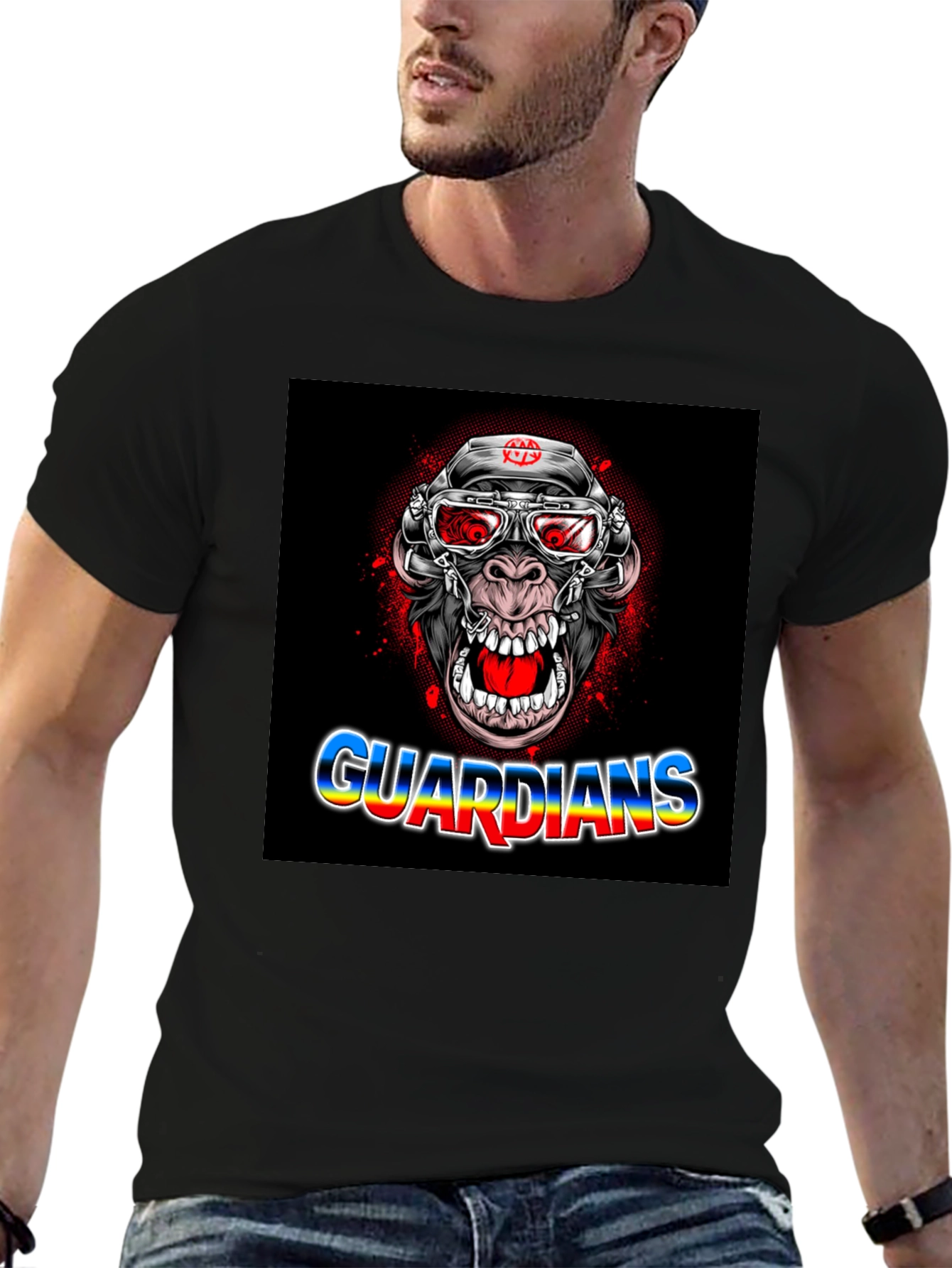 Guardians Ape Graphic Black T-Shirt