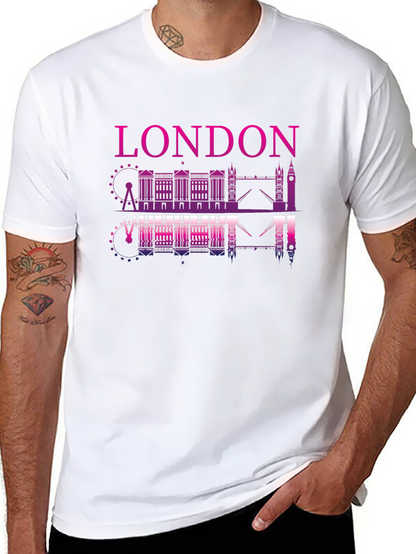 London Skyline Graphic Tee - Black Cotton Shirt