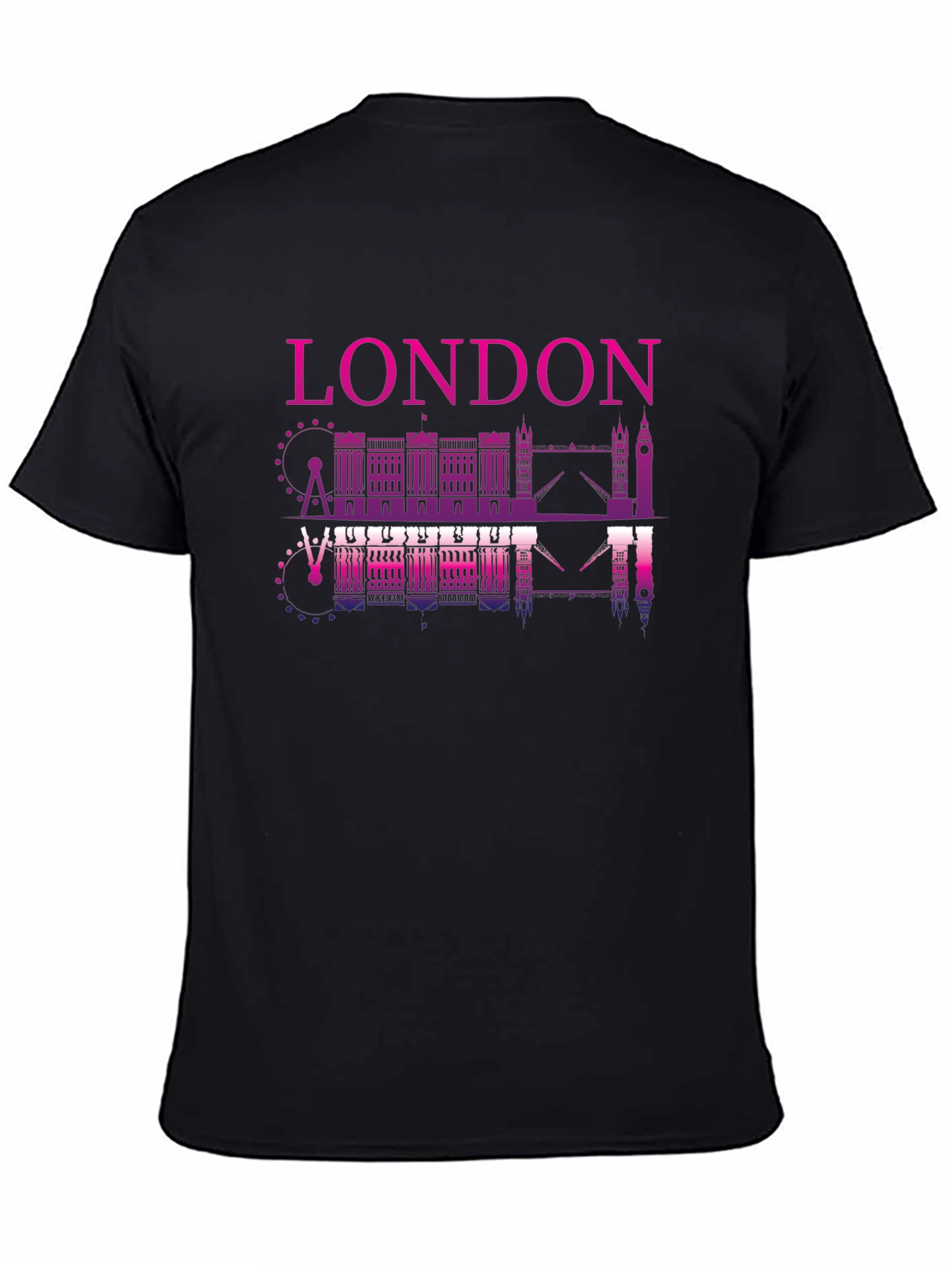 London Skyline Graphic Tee - Black Cotton Shirt