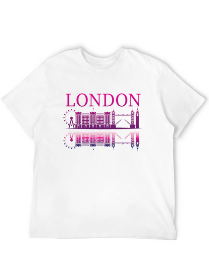 London Skyline Graphic Tee - Black Cotton Shirt