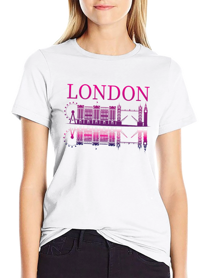 London Skyline Graphic Tee - Black Cotton Shirt