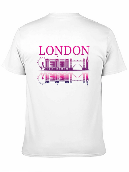 London Skyline Graphic Tee - Black Cotton Shirt