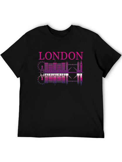 London Skyline Graphic Tee - Black Cotton Shirt