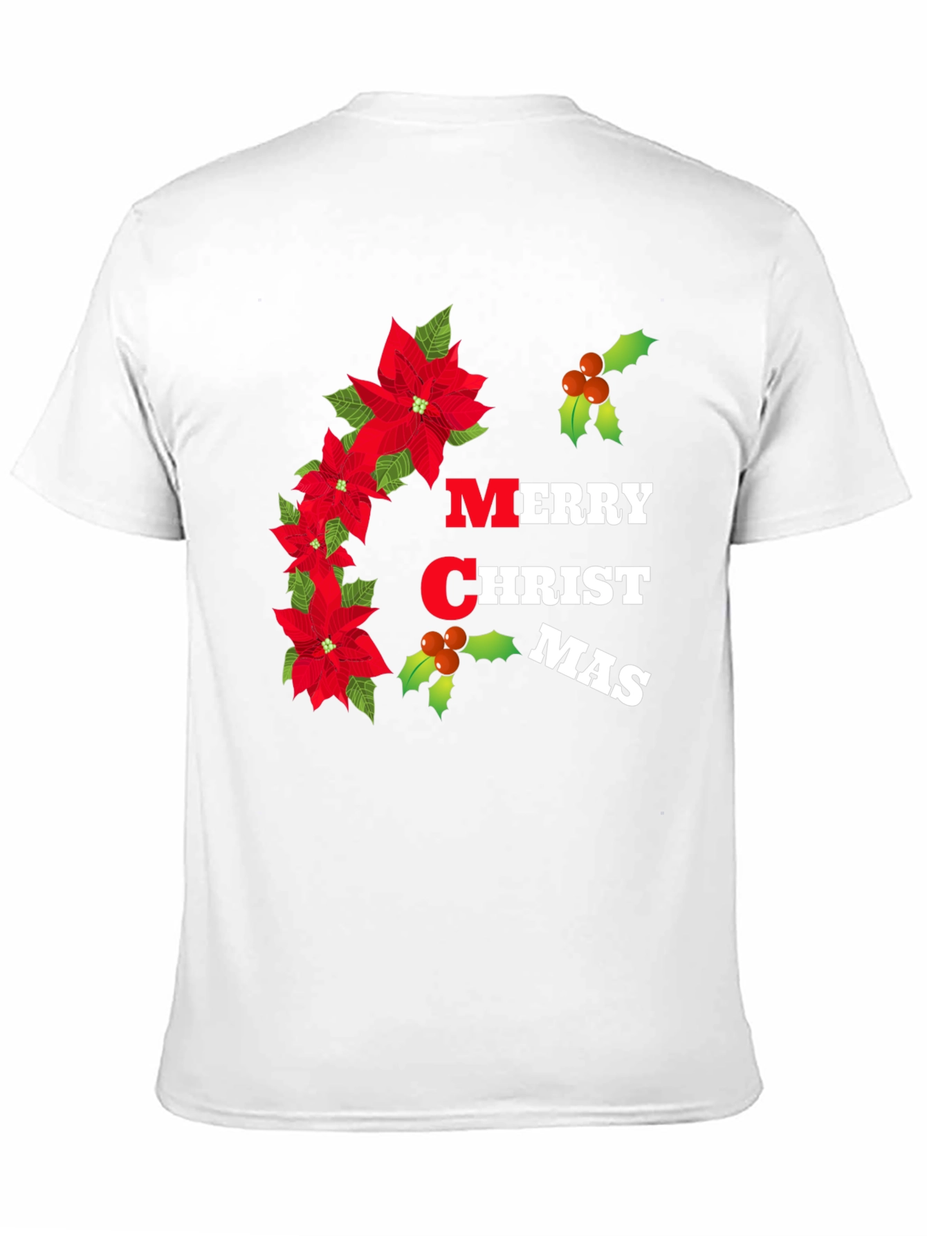 Merry Christmas Poinsettia Graphic T-Shirt