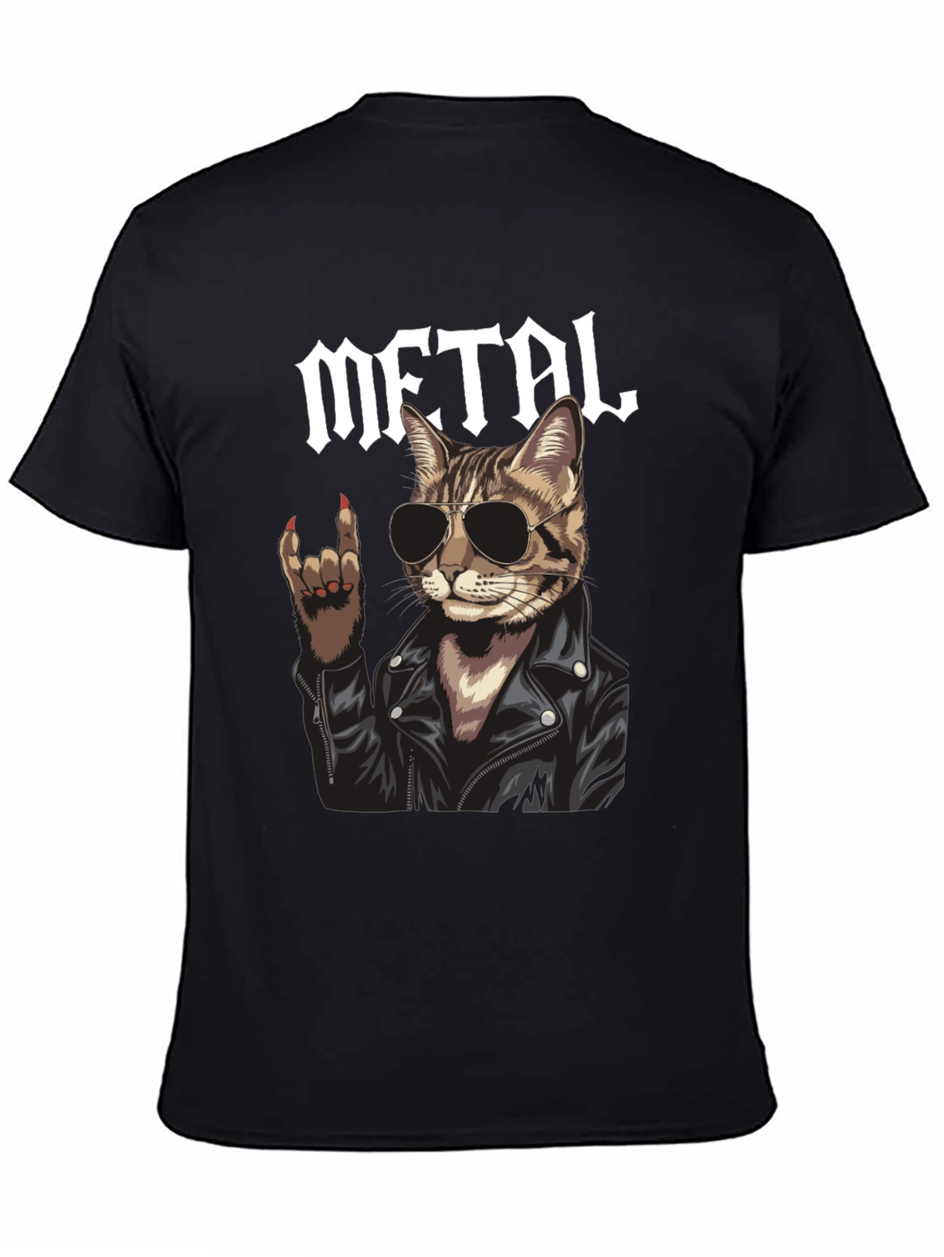 Metal Cat Graphic T-Shirt - Rocker Style
